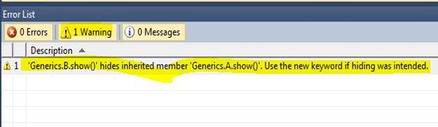 Warning Message in Sample Implementation
